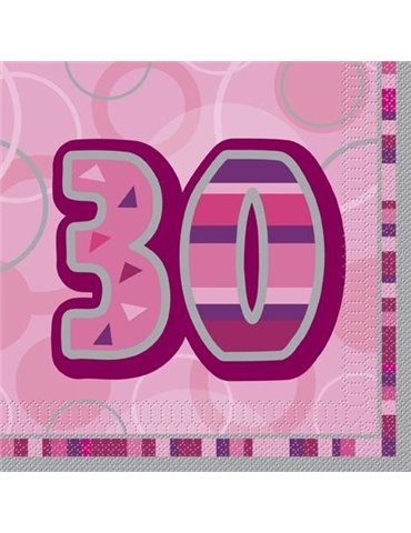 16 PINK GLITZ LUNCH NAPKINS-30