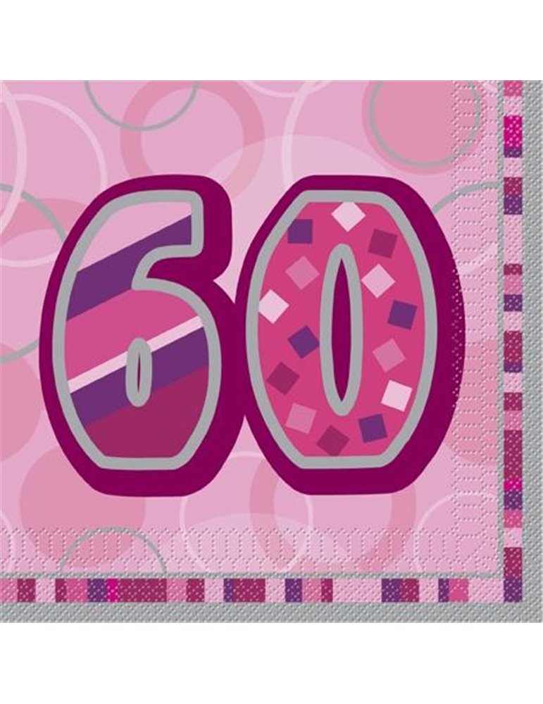 16 PINK GLITZ LUNCH NAPKINS-60