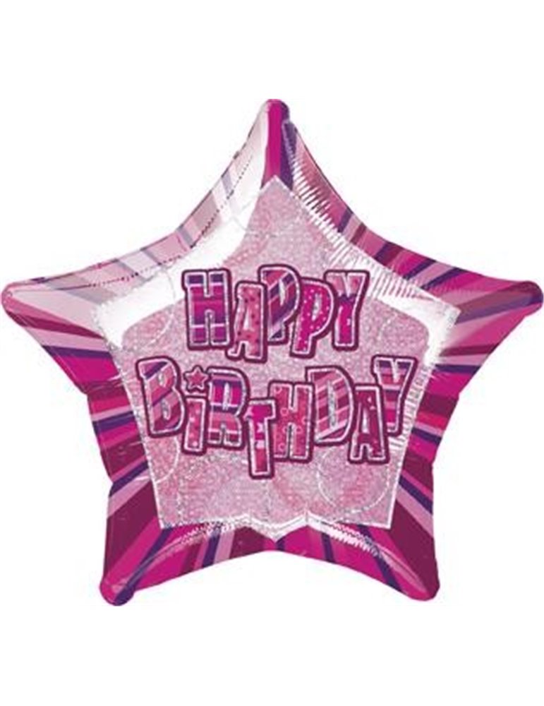 20'' PKG PINK STAR PRISM HB FOIL BALLOON