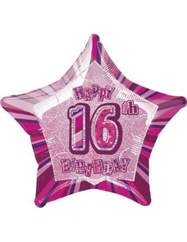 20'' PKG PINK STAR PRISM 16 FOIL BALLOON