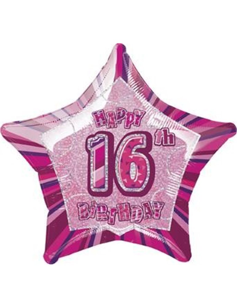 20'' PKG PINK STAR PRISM 16 FOIL BALLOON