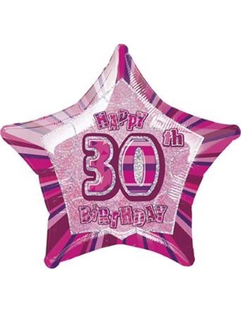 20'' PKG PINK STAR PRISM 30 FOIL BALLOON