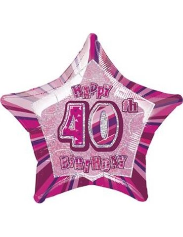 20'' PKG PINK STAR PRISM 40 FOIL BALLOON