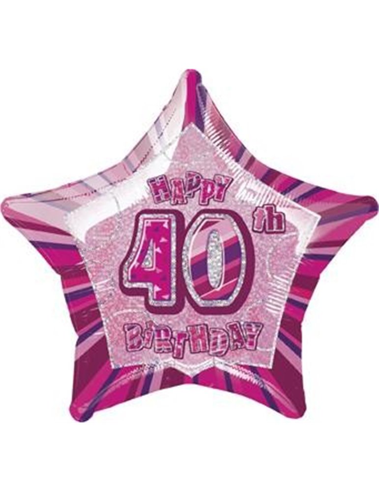 20'' PKG PINK STAR PRISM 40 FOIL BALLOON