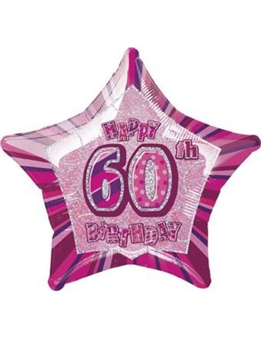 20'' PKG PINK STAR PRISM 60 FOIL BALLOON