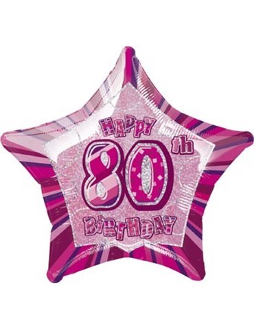 20'' PKG PINK STAR PRISM 80 FOIL BALLOON