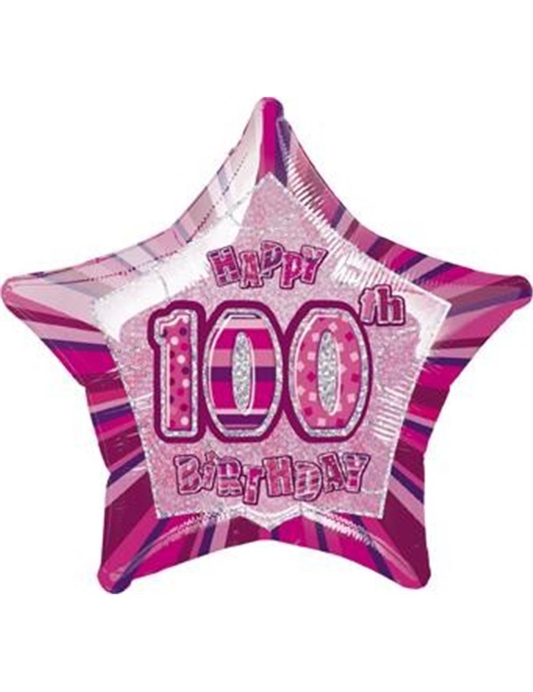 20" PKG PINK STAR PRISM 100 FOIL BALLOON