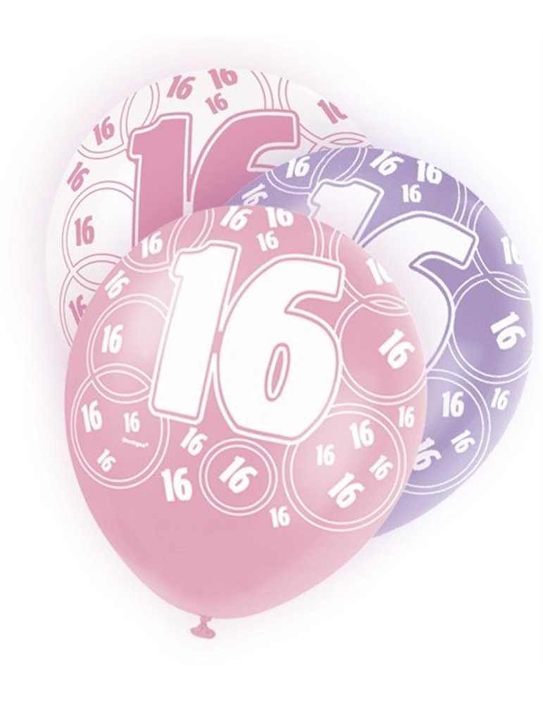 6 12'' PINK GLITZ BALLOONS -16