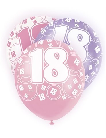 6 12'' PINK GLITZ BALLOONS -18