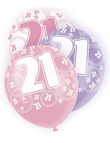 6 12'' PINK GLITZ BALLOONS -21