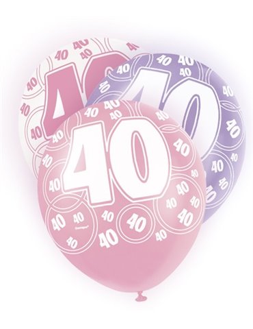 6 12'' PINK GLITZ BALLOONS -40