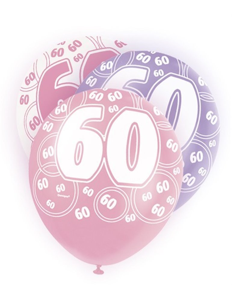 6 12'' PINK GLITZ BALLOONS -60