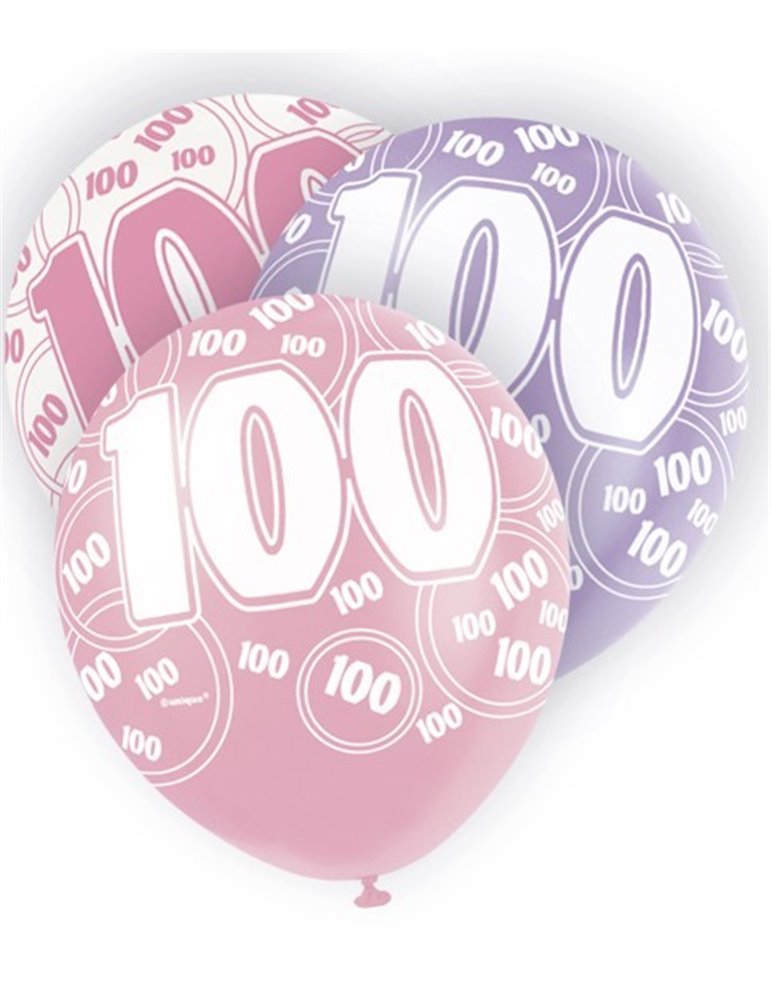 6 12'' PINK GLITZ BALLOONS-100