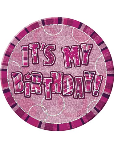 PINK GLITZ 6'' BADGE- BIRTHDAY