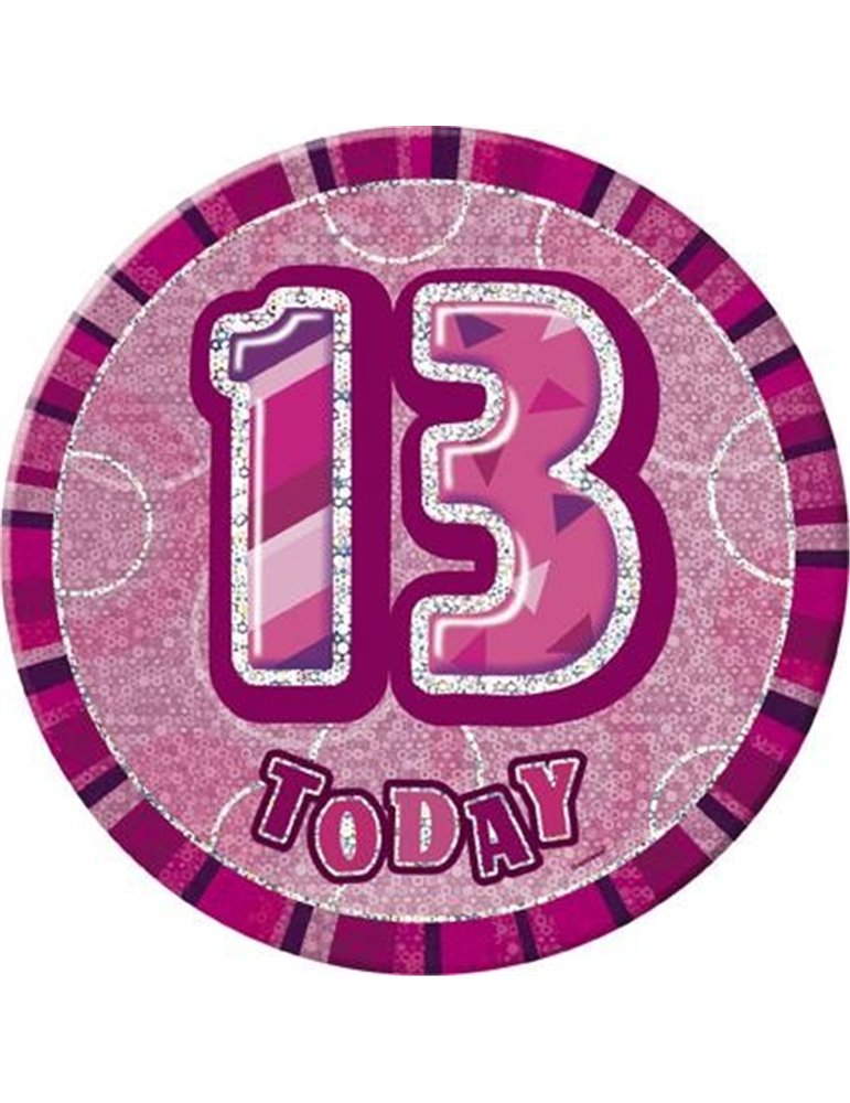 PINK GLITZ 6" BADGE - 13