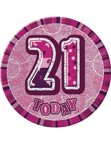 PINK GLITZ 6'' BADGE- 21