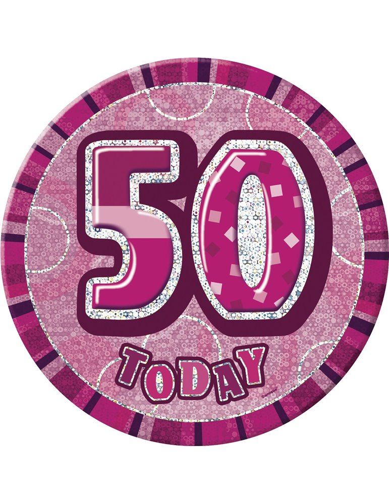 PINK GLITZ 6'' BADGE- 50