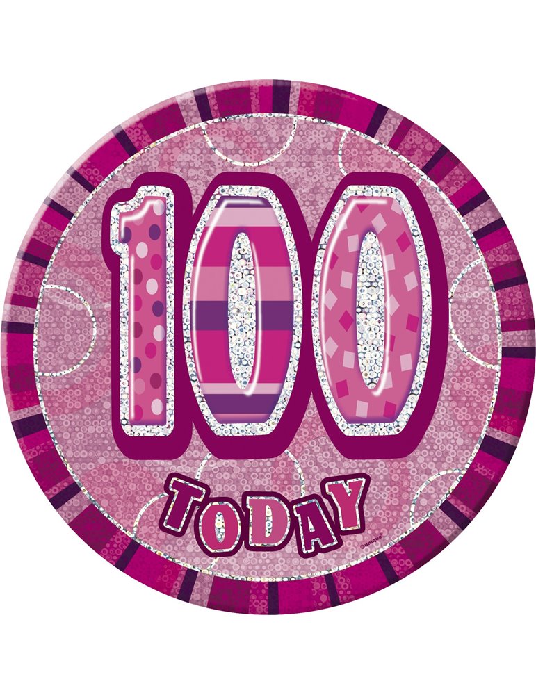 GLITZ PINK BIRTHDAY BADGE-100