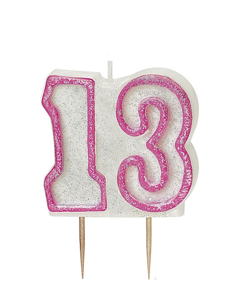 GLITZ PINK NUMERAL 13 CANDLE