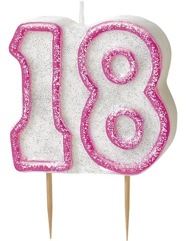 GLITZ PINK NUMERAL 18 CANDLE