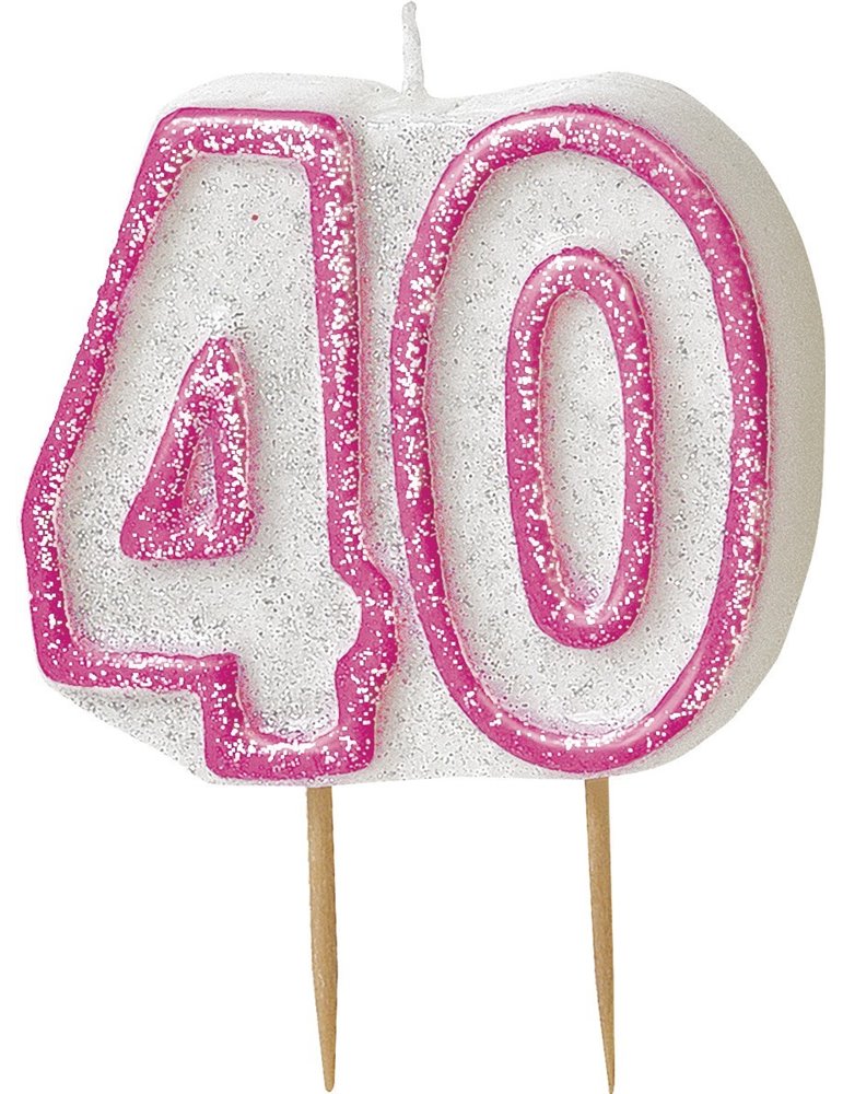 GLITZ PINK NUMERAL 40 CANDLE