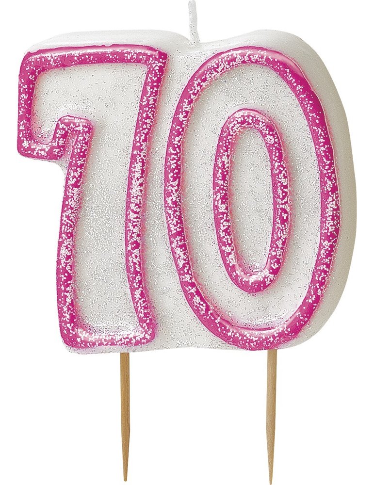 GLITZ PINK NUMERAL 70 CANDLE