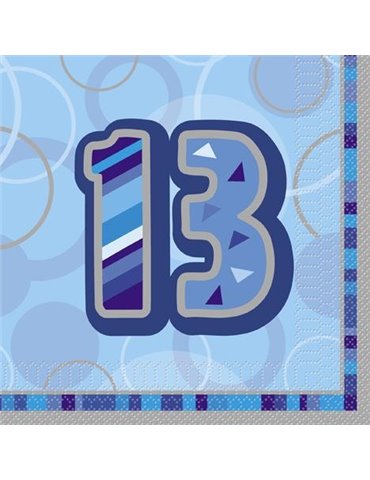 16 BLUE GLITZ LUNCH NAPKINS -13