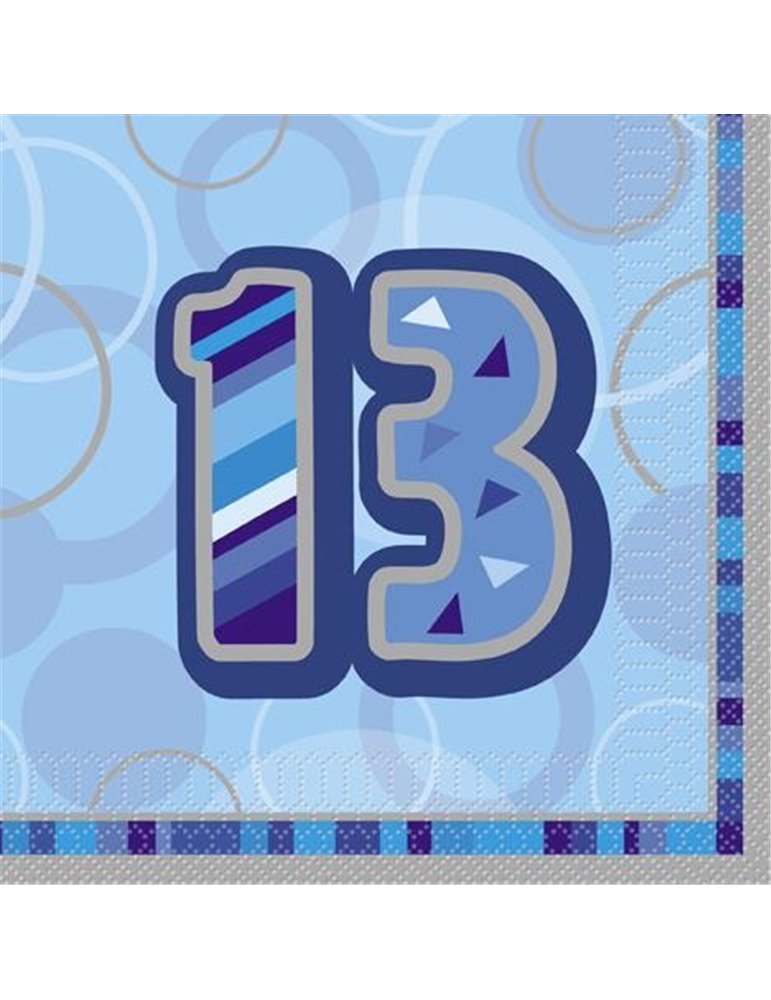 16 BLUE GLITZ LUNCH NAPKINS -13