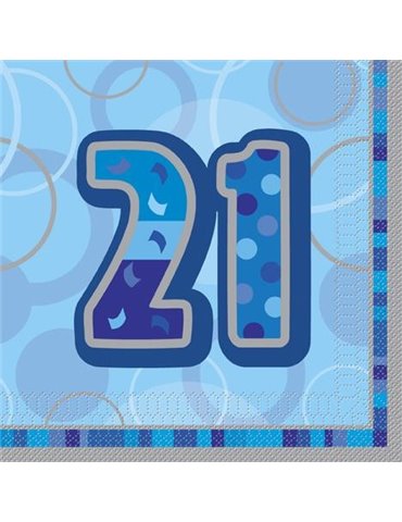 16 BLUE GLITZ LUNCH NAPKINS -21