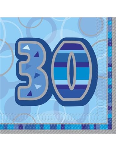 16 BLUE GLITZ LUNCH NAPKINS -30