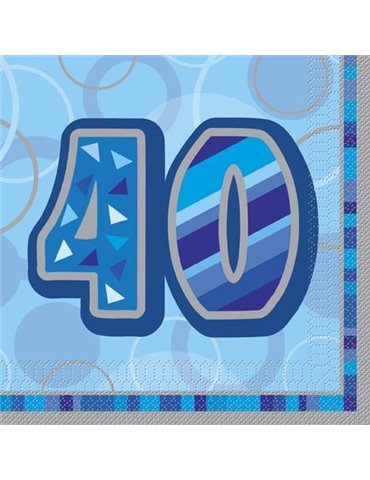 16 BLUE GLITZ LUNCH NAPKINS -40