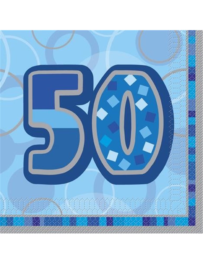 16 BLUE GLITZ LUNCH NAPKINS -50