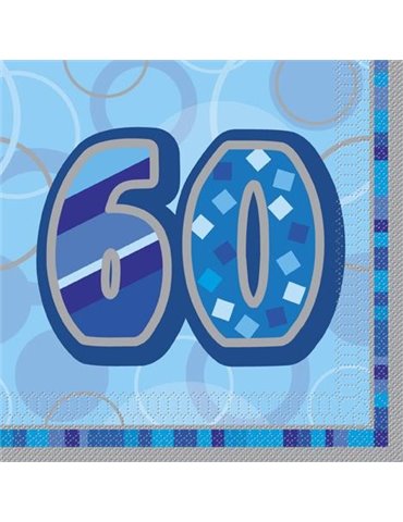 16 BLUE GLITZ LUNCH NAPKINS -60