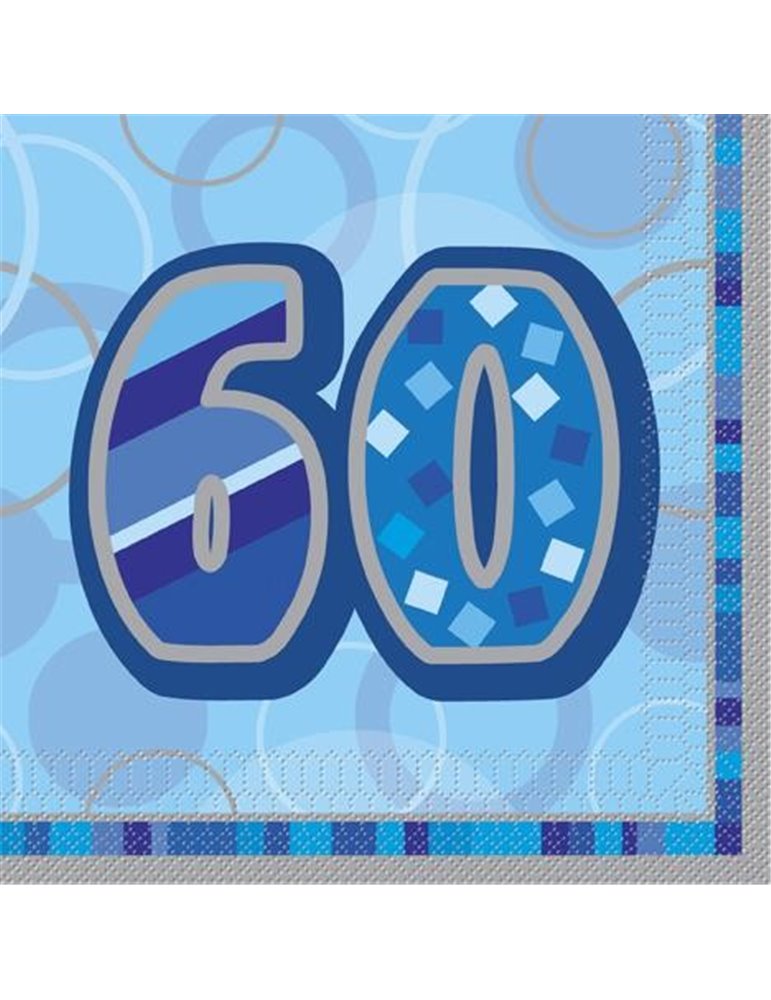 16 BLUE GLITZ LUNCH NAPKINS -60