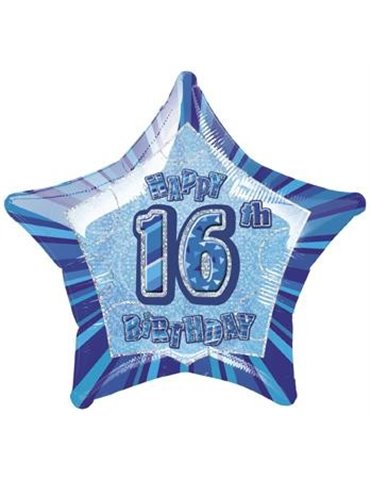 20'' PKG BLUE STAR PRISM 16 FOIL BALLOON