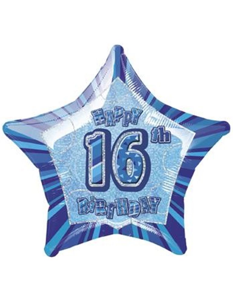 20'' PKG BLUE STAR PRISM 16 FOIL BALLOON