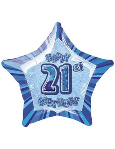 20'' PKG BLUE STAR PRISM 21 FOIL BALLOON