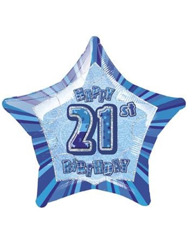 20'' PKG BLUE STAR PRISM 21 FOIL BALLOON