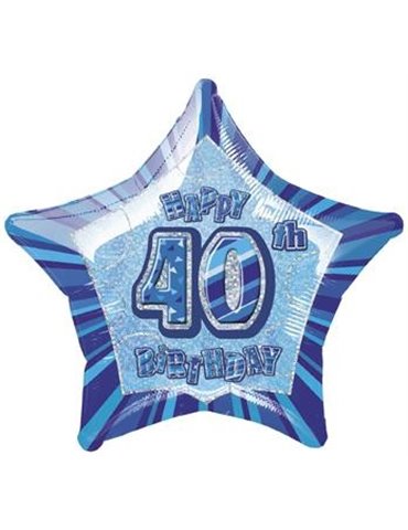 20'' PKG BLUE STAR PRISM 40 FOIL BALLOON