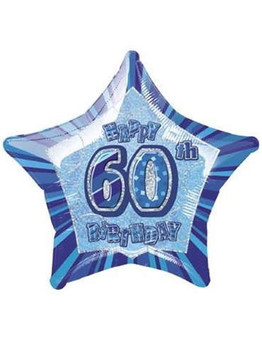 20'' PKG BLUE STAR PRISM 60 FOIL BALLOON