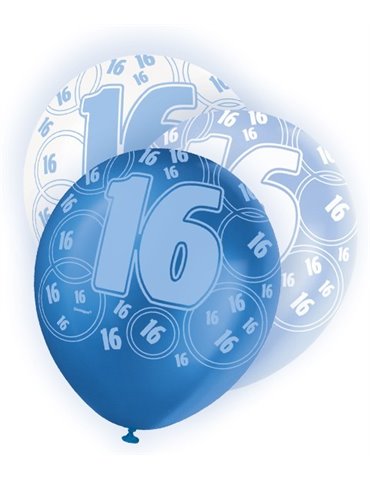 6 12'' BLUE GLITZ BALLOONS -16