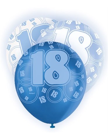 6 12'' BLUE GLITZ BALLOONS -18