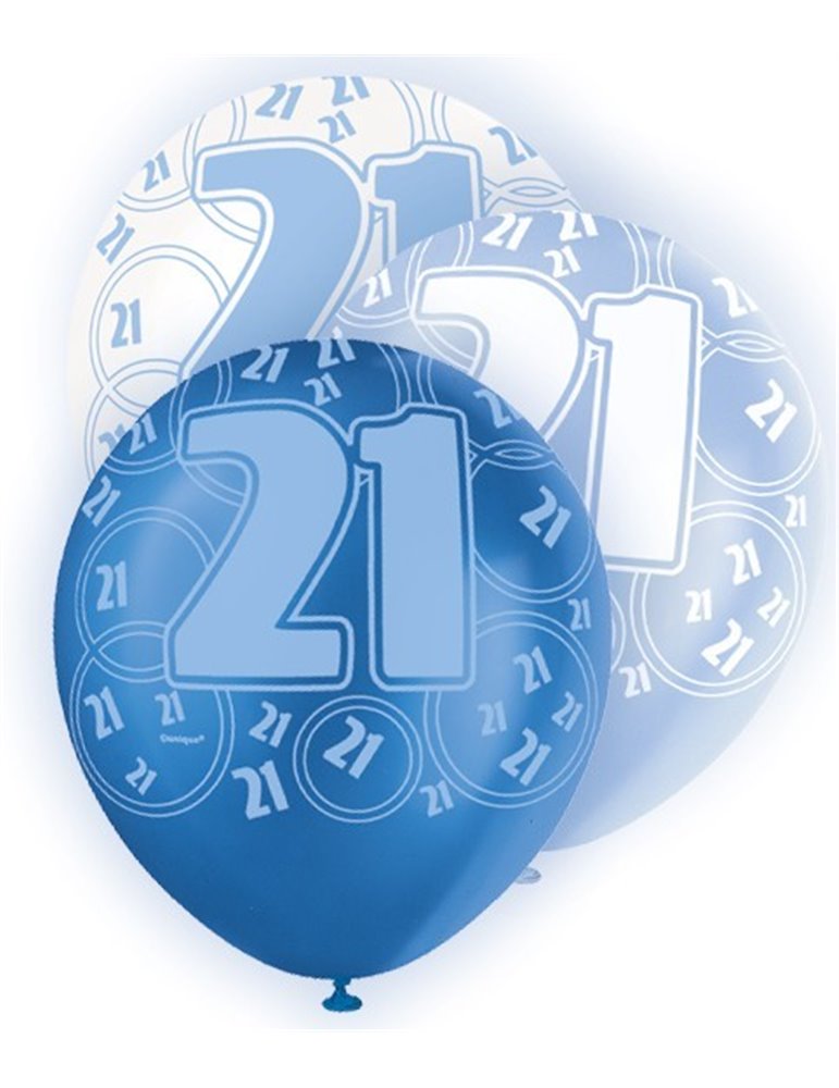 6 12'' BLUE GLITZ BALLOONS -21