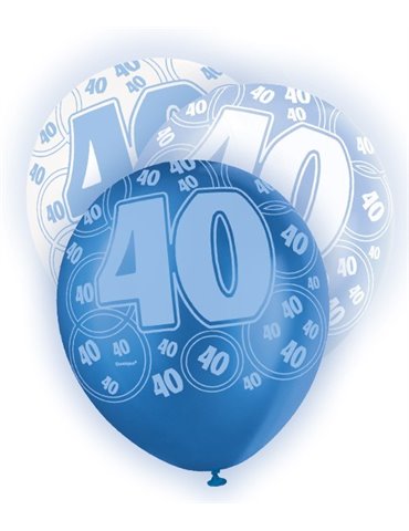 6 12'' BLUE GLITZ BALLOONS -40