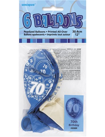 6 12'' BLUE GLITZ BALLOONS -70