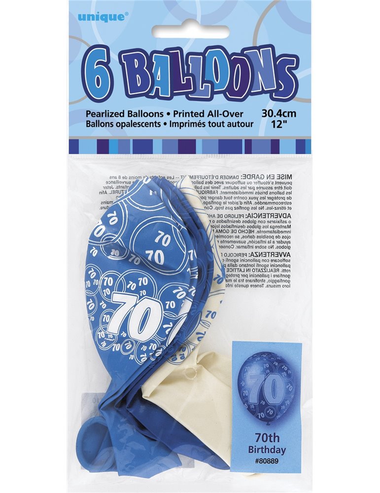 6 12'' BLUE GLITZ BALLOONS -70