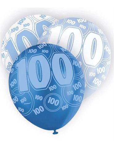 6 12'' BLUE GLITZ BALLOONS-100