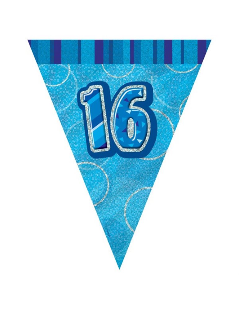 BLUE GLITZ 16 FLAG BANNER 9FT