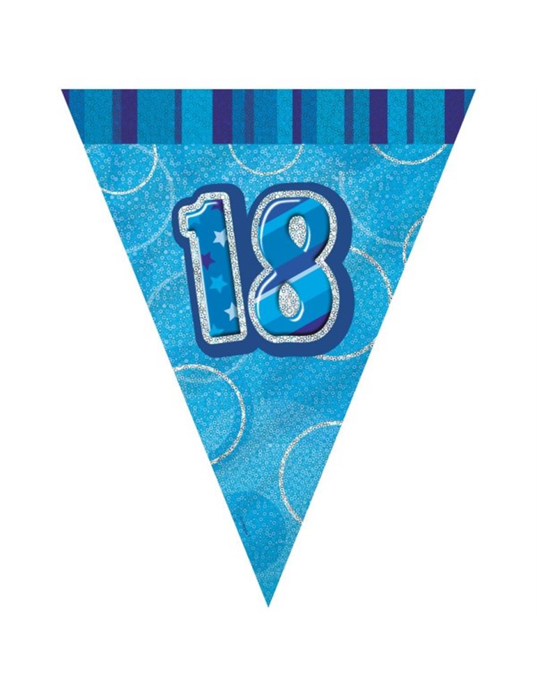 BLUE GLITZ 18 FLAG BANNER 9FT