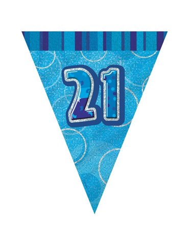 BLUE GLITZ 21 FLAG BANNER 9FT